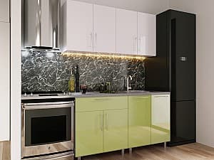 Set mobila bucatarie PS Mini 1.6 m (MDF luciosa) Alb / Verde