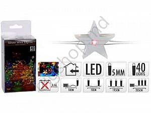 Luminite pentru brad Gimi 40LED, 2.1m, multicolor, 3 X AA