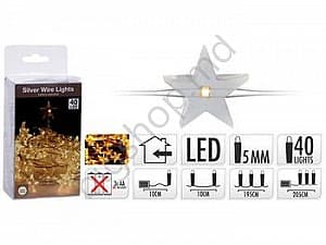 Luminite pentru brad Gimi 40LED, 2.1m, alb-cald, 3 X AA