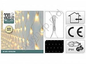 Luminite pentru brad Gimi 320LED, alb-cald cablu transparent
