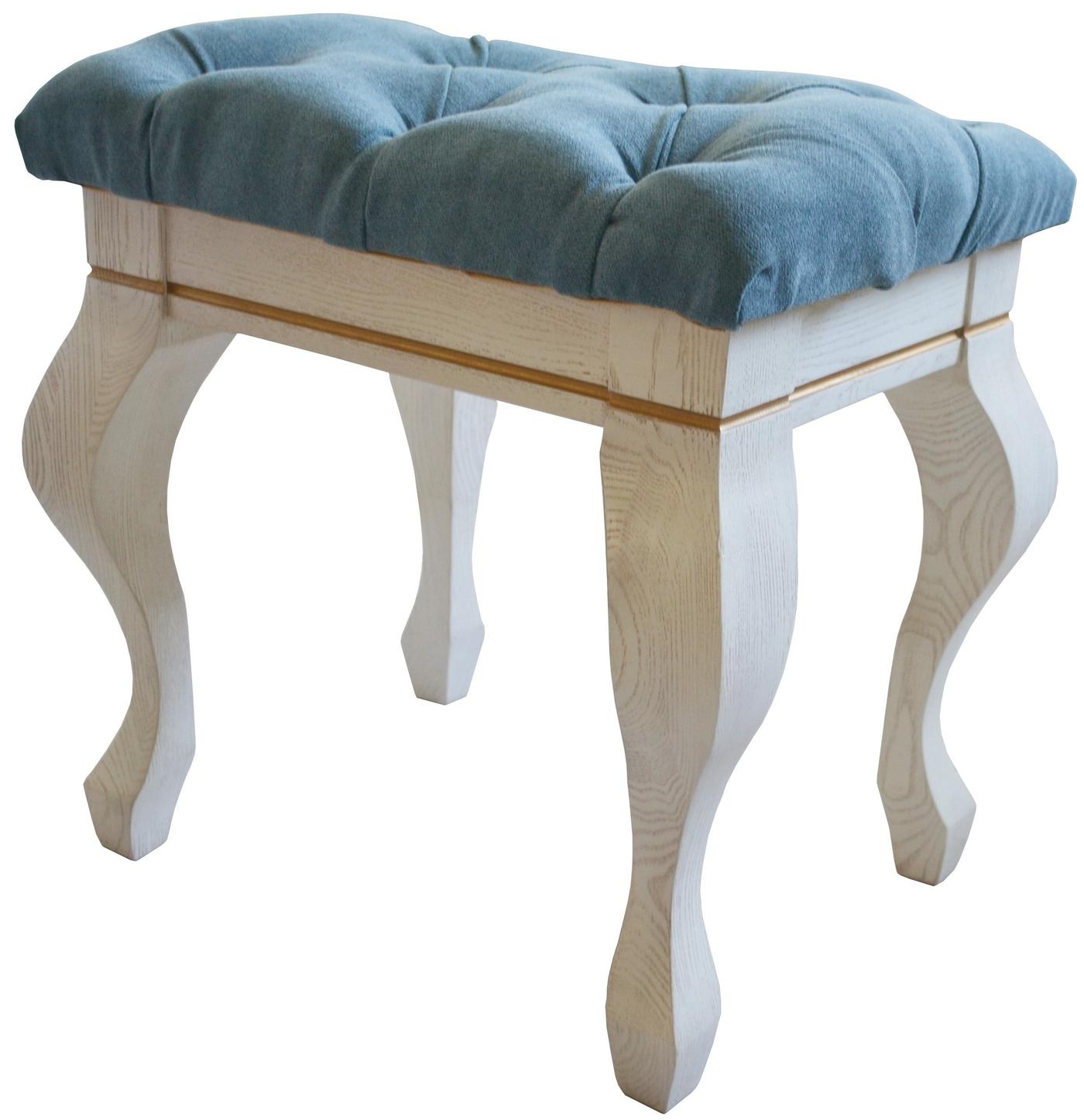 Банкетка Viitorul Маленькая Белая с Золотой каемкой / Синий