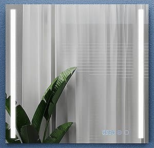 Oglindă Bayro Sigma ortogonală 800x800 LED touch cu dezaburire ceas și termometru