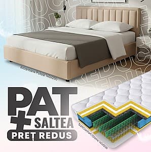 Кровать Alcantara Pulsar 1.4 м Бежевый + Матрас Salt Confort Clasic 140x200