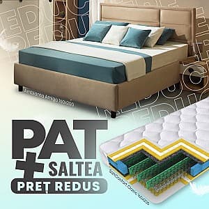 Pat Ambianta Amigo 1.6 m Bej + Saltea Salt Confort Clasic 160x200