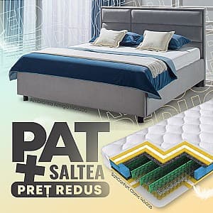 Pat Ambianta Amigo 1.4 m Gri + Saltea Salt Confort Clasic 140x200