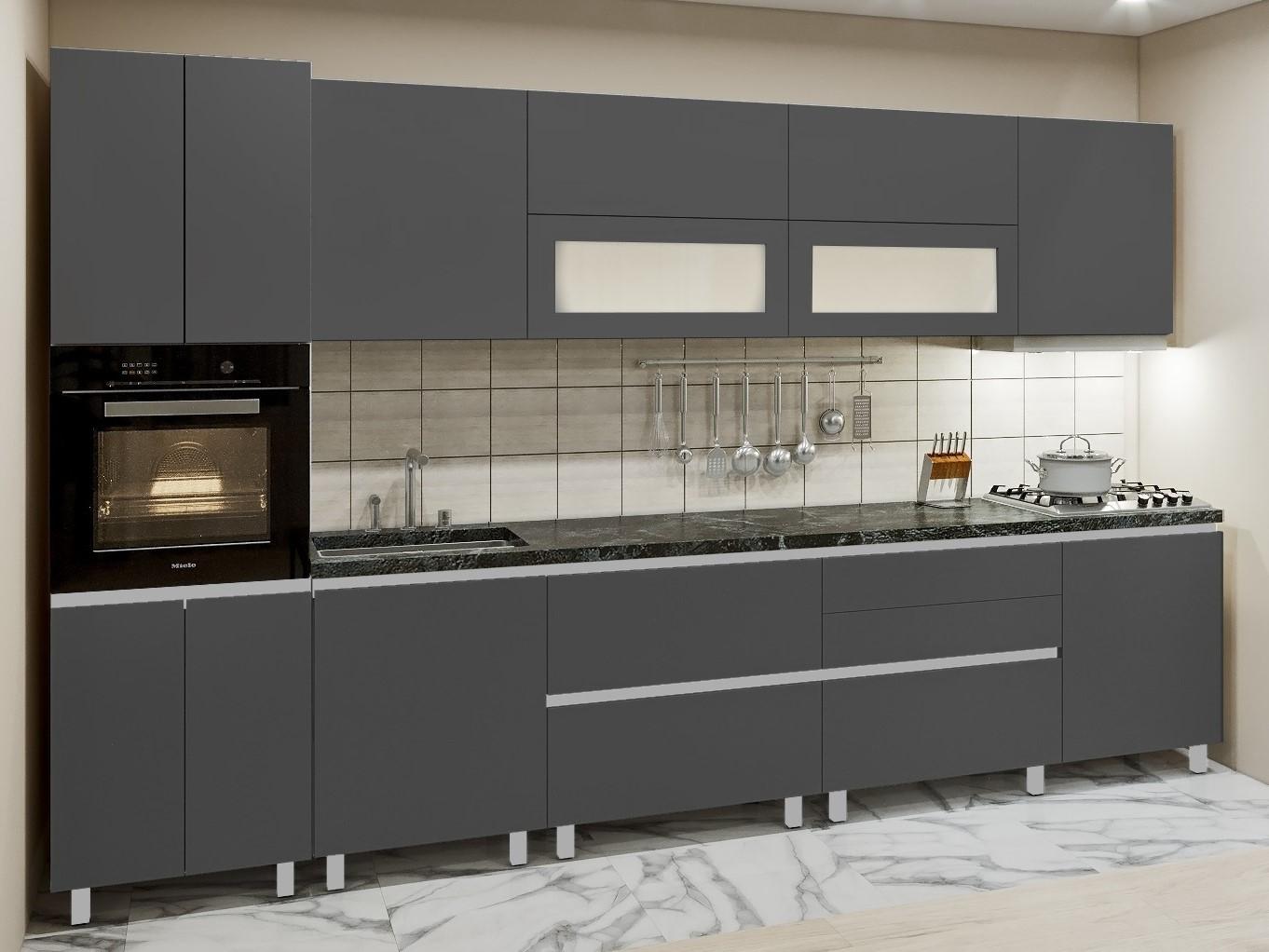 Set mobila bucatarie PS Gola-5 (Trendy Panel) 3.4 m Storm Grey(Gri)