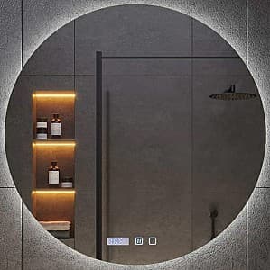 Зеркало Bayro Moon круглое 700x700 LED touch нейтральный c подогревом, часами и термометром