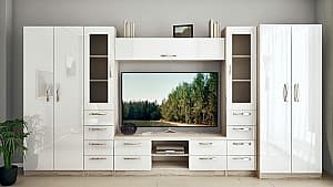 Стенка PS Людмила Х Мини 3.9 м (ТВ-1.5 м) Дуб Кортона / Белый
