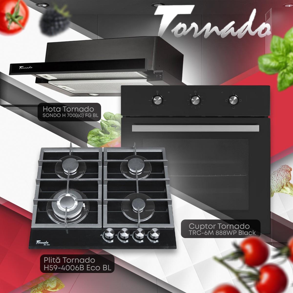 Комплект встраиваемой техники Tornado H59-4006B Eco BL + TRC-6M 888WP Black + SONDO H 700(60) FG BL