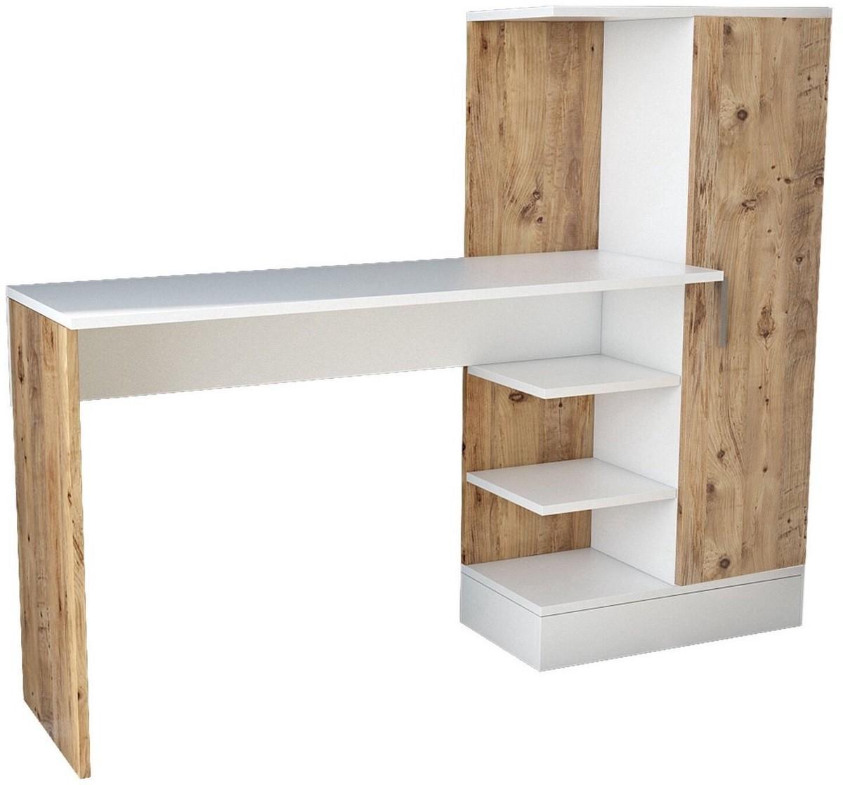 Masa de birou Trendy CT2-AW Pin Atlantic (Bej)/Alb