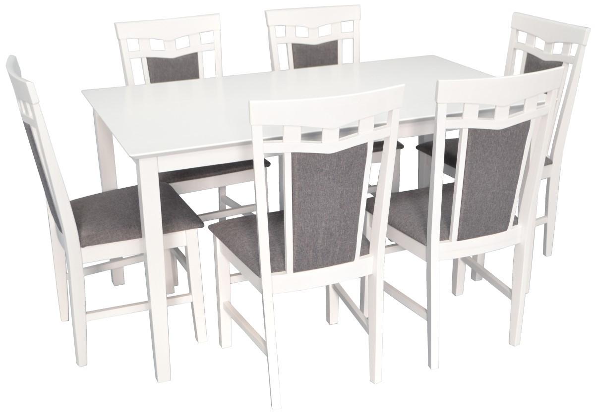 Set de masa si scaune Evelin SANFLOWER + 6 scaune DEPPA R White/NV-10WP Grey