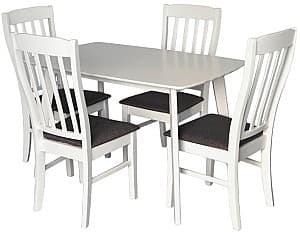 Set de masa si scaune Evelin COOPER White (Alb) + 4 scaune Wenyi White (Alb) / NV-10WP Grey (Gri)
