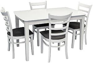 Set de masa si scaune Evelin HV-27V White + 4 scaune COCO White / NV-10WP Grey