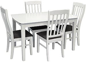 Набор стол и стулья Evelin HV-27V White + 4 стула Wenyi White / NV-10WP Grey
