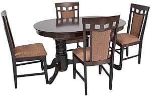 Set de masa si scaune Evelin HV-31N Chocolate + 4 scaune Deepa R Chocolate / F-789 Brown