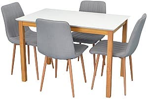 Set de masa si scaune Evelin GLORIA White / Bella Beech + 4 scaune XR-154Wo Light Grey 3