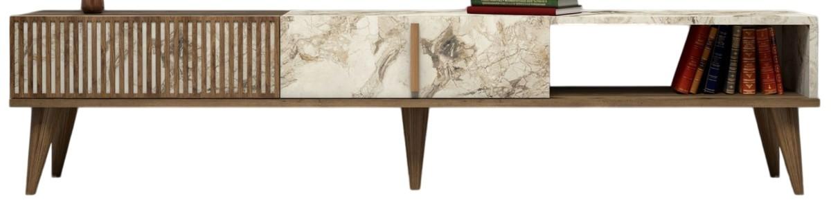 Tumba pentru televizor Trendy Milano Nuc (Maro)/Marmura Alba