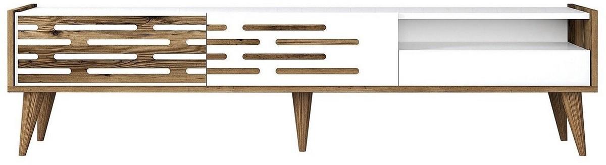 Тумба под телевизор Trendy Valensiya Орех (Коричневый)/Белый