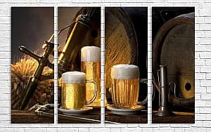 Модульная картина Art.Desig 3 Бокала пива и пивные бочки