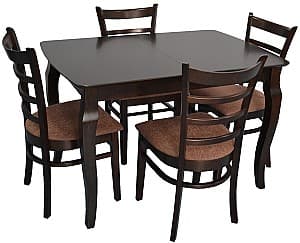 Set de masa si scaune Evelin HV-29V Chocolate + 4 scaune COCO Chocolate / F-789 (Maro)