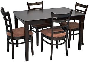 Набор стол и стулья Evelin HV-27V Chocolate + 4 стула COCO Chocolate / F-789 Brown