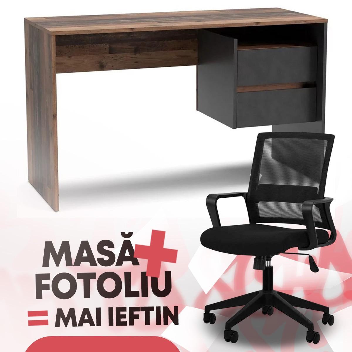 Masa de birou Yasen Paco PC3 Old Style Inchis / Matera + Fotoliu Waltz OC-833