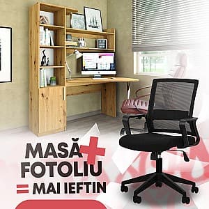 Masa de birou Yasen Cosinus Stejar Artizan + Fotoliu Waltz OC-833