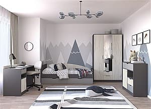 Детская стенка Yasen Дисней №6 Серый Графит / Дуб Крафт Белый / Кашемир (Серый)