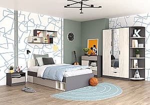 Детская стенка Yasen Дисней №7 Серый Графит / Дуб Крафт Белый / Кашемир (Серый)