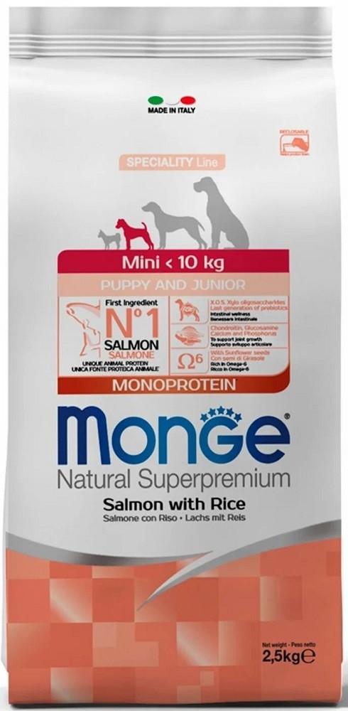 Hrana uscata pentru caini Monge MINI PUPPY Salmone/Rice  2.5kg
