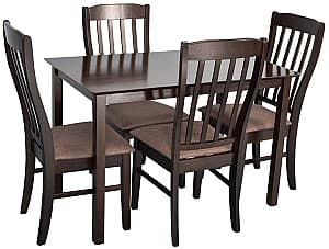 Set de masa si scaune Evelin GLORIA Chocolate + 4 scaune Wenyi Chocolate / Ekea12 Dark Brown