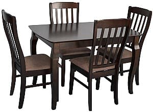 Set de masa si scaune Evelin HV-29V Chocolate + 4 scaune Wenyi Chocolate / Ekea12 Dark Brown