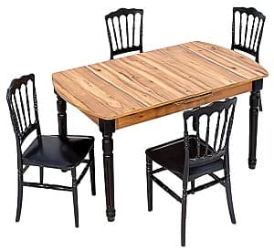 Set de masa si scaune Modalife Sofia + 4 scaune Miray Black (Negru)