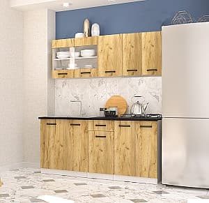 Set mobila bucatarie Yasen Samanta 2 m Alb/Stejar Artisan