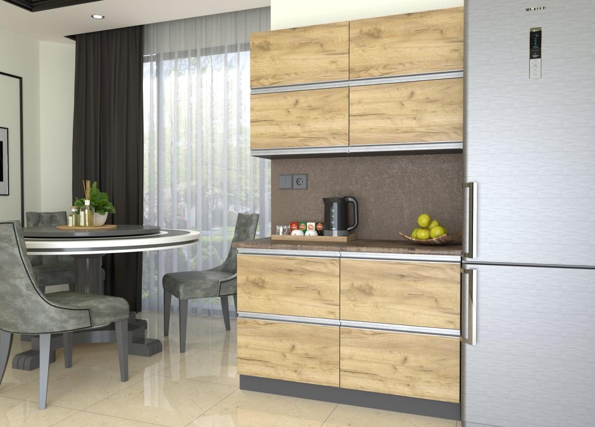 Set mobila bucatarie Yasen Madera 1.2 m (sertare) Stejar Kraft Auriu