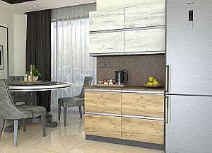 Set mobila bucatarie Yasen Madera 1.2 m (sertare) Stejar Kraft Alb / Stejar Kraft Auriu