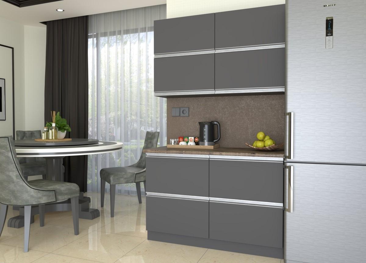 Set mobila bucatarie Yasen Madera 1.2 m (sertare) Grafit Gri