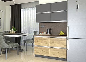 Set mobila bucatarie Yasen Madera 1.2 m (sertare) Gafit Gri / Stejar Kraft Auriu