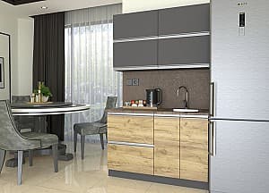 Set mobila bucatarie Yasen Madera 1.2 m (dulap sub chiuvetă) Grafit Gri / Stejar Kraft Auriu