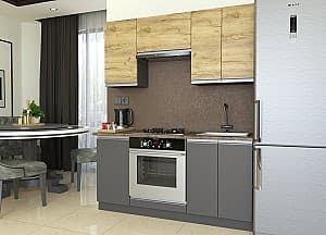 Set mobila bucatarie Yasen Madera 1.6 m Stejar Kraft Auriu / Grafit Gri