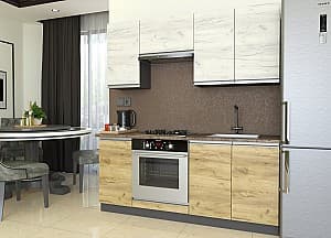 Set mobila bucatarie Yasen Madera 1.8 m Stejar Kraft Alb / Stejar Kraft Auriu