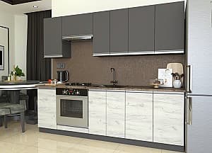 Set mobila bucatarie Yasen Madera 2.4 m Grafit Gri / Stejar Kraft Alb