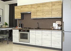 Set mobila bucatarie Yasen Madera 2.4 m Stejar Kraft Auriu / Stejar Kraft Alb