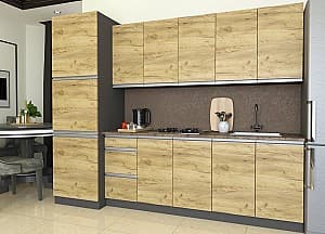 Set mobila bucatarie Yasen Madera 2.6 m Stejar Kraft Auriu