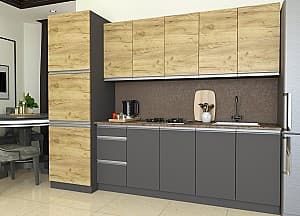 Set mobila bucatarie Yasen Madera 2.6 m Stejar Kraft Auriu / Grafit Gri