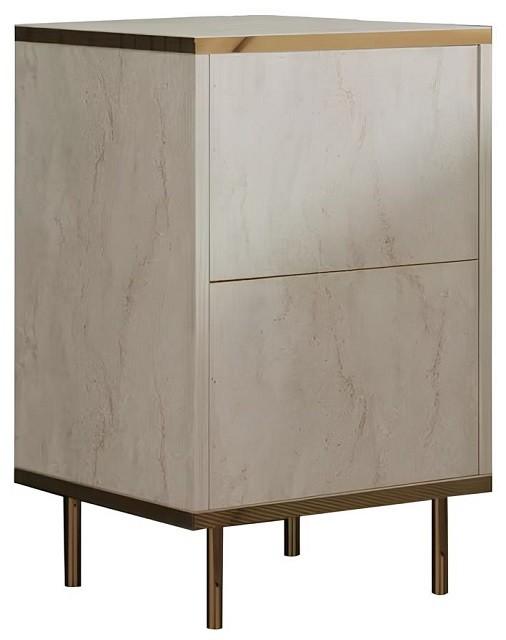 Noptiera Trendy Imaj Travertin/Auriu