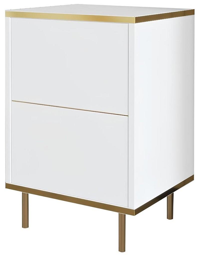 Noptiera Trendy Imaj Alb/Auriu