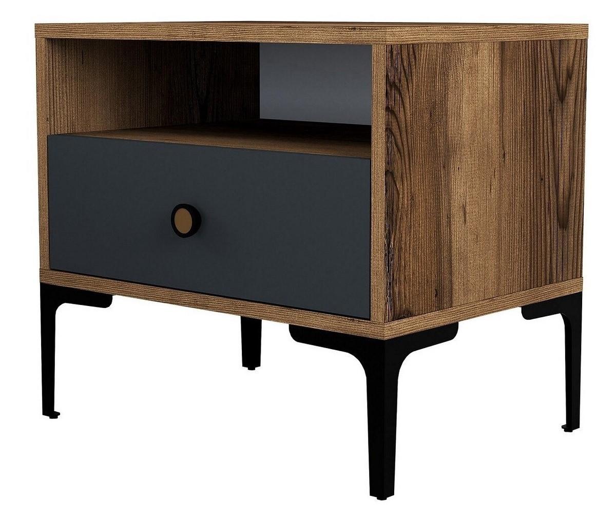 Noptiera Trendy Lizbon 529 Nuc (Maro)/Antracit (Gri)