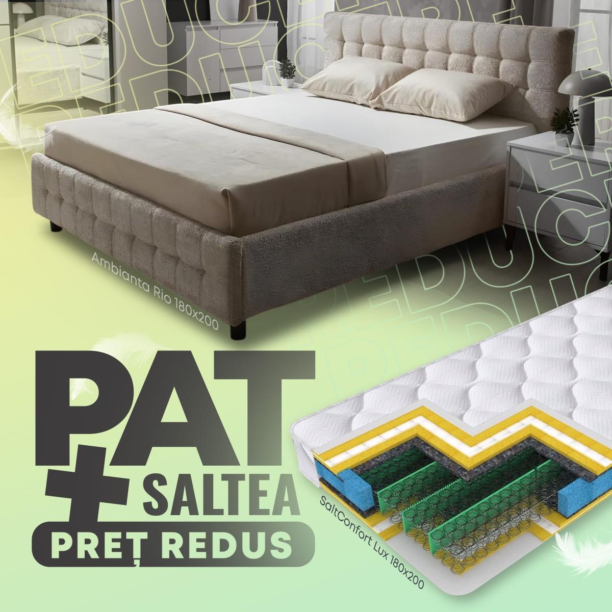 Pat Ambianta Rio 1.8 m Bej + Saltea Salt Confort Lux 180x200