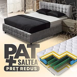Кровать Ambianta Rio 1.4 м Светло-Серый + Матрас Salt Confort Clasic 140x200